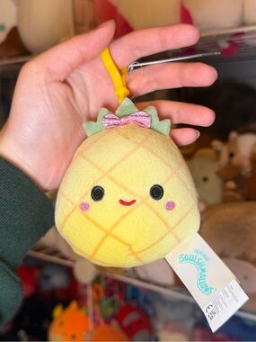Squishmallows Lulu the Pineapple with Pink Bow 3.5" Stuffed Plush Clip